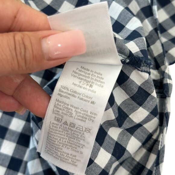J.Crew Womens Navy & White Gingham Button-Up Shirt SZ MP 100% Cotton Long Sleeve - Picture 5 of 12
